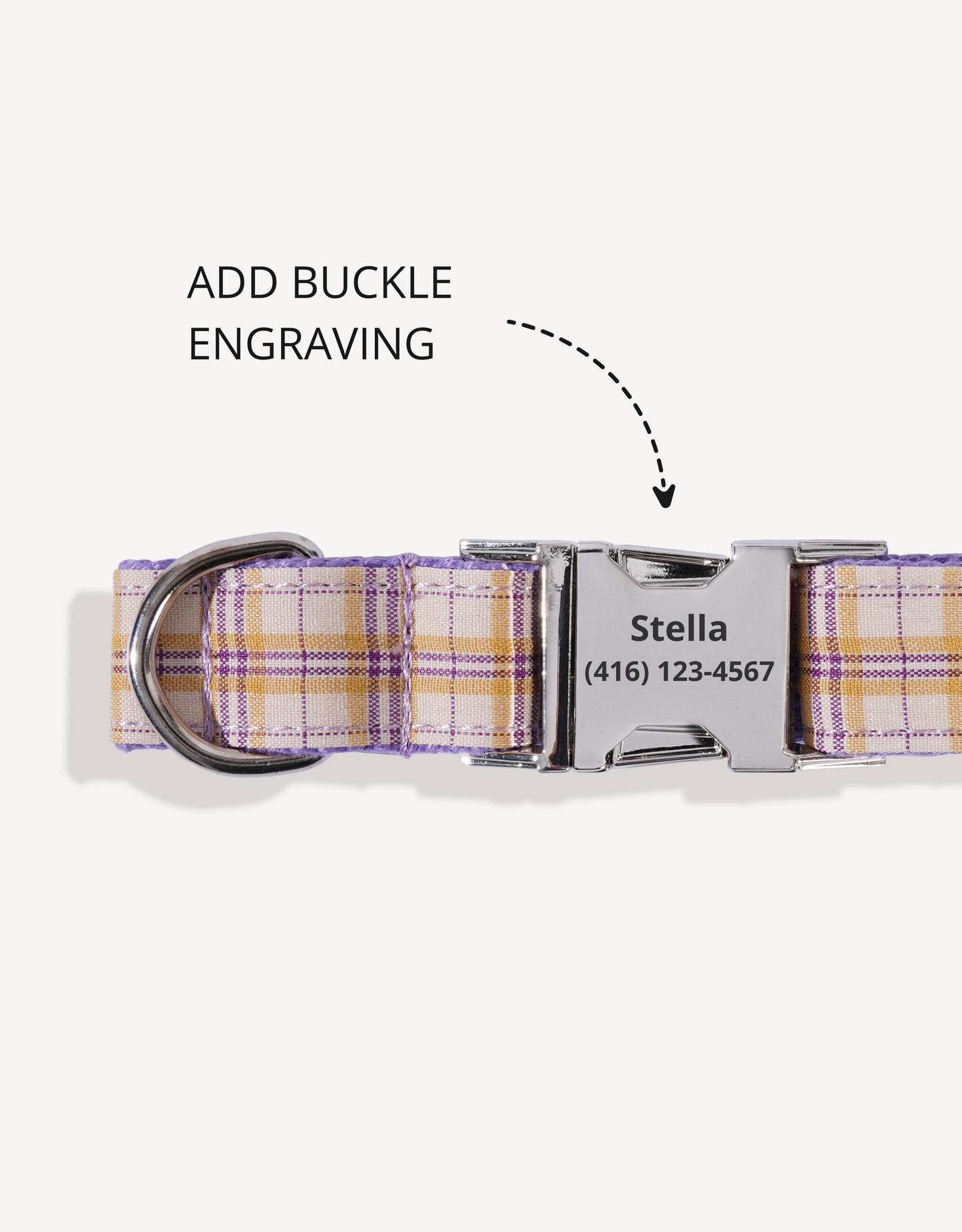 preppy plaid dog collar - lilac purple