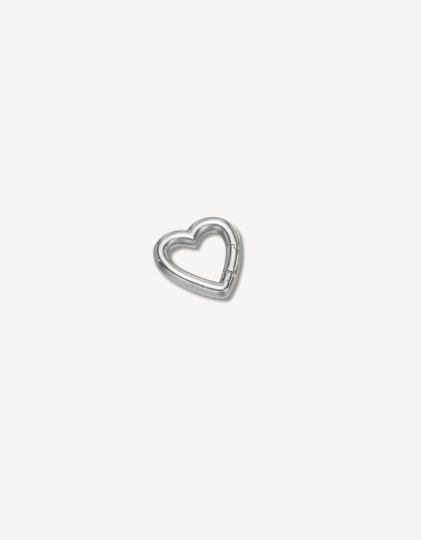 Stainless steel heart-shaped dog tag clip add-on.