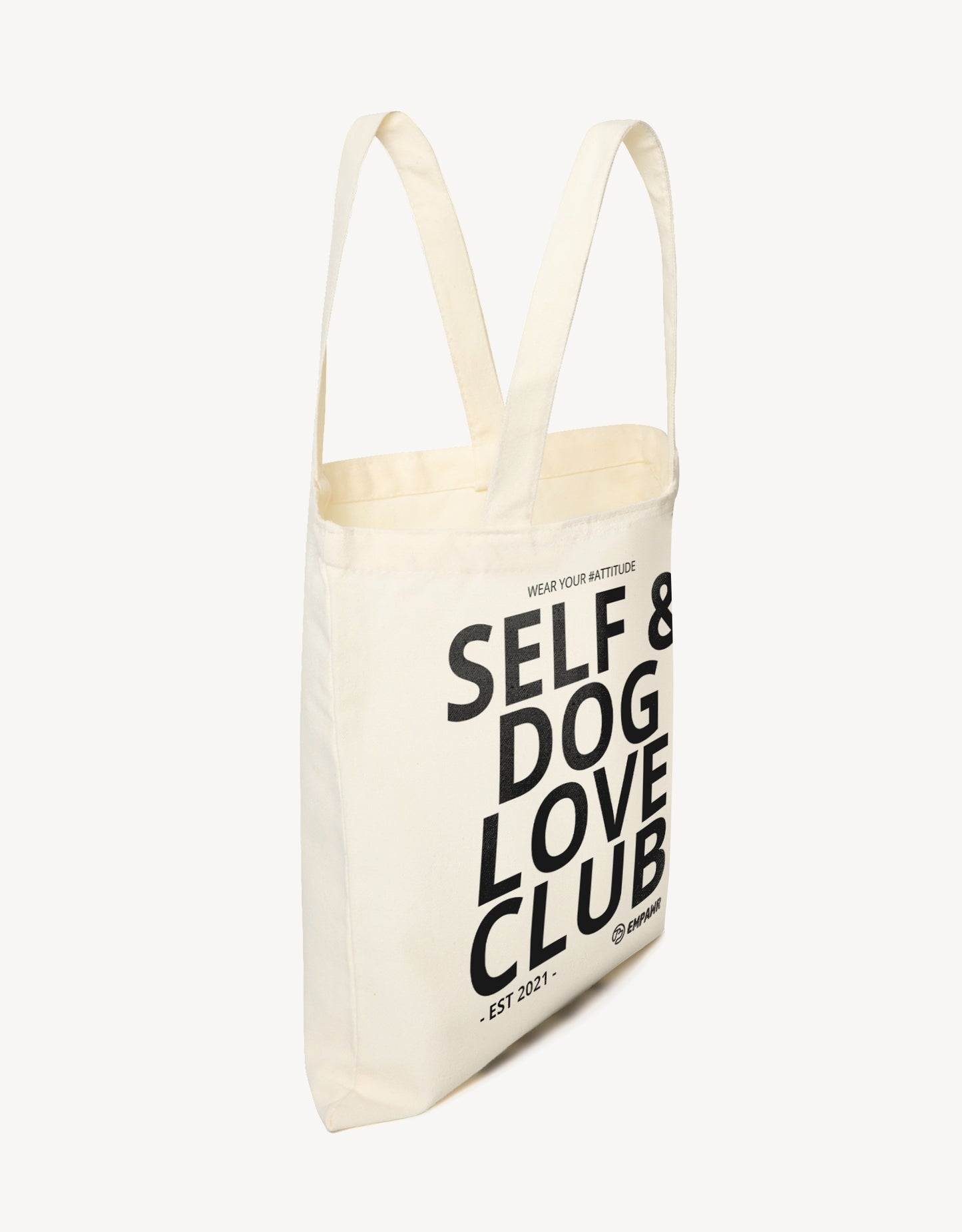 “self & dog love club” attitude quote tote