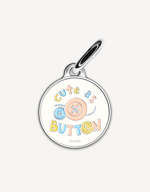Cute “Cute as Button” personalized dog ID tag by EMPAWR — engraved pet tag.