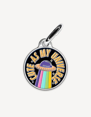 “My Universe” cute personalized dog ID tag by EMPAWR — engraved jewelry-grade pet tag.