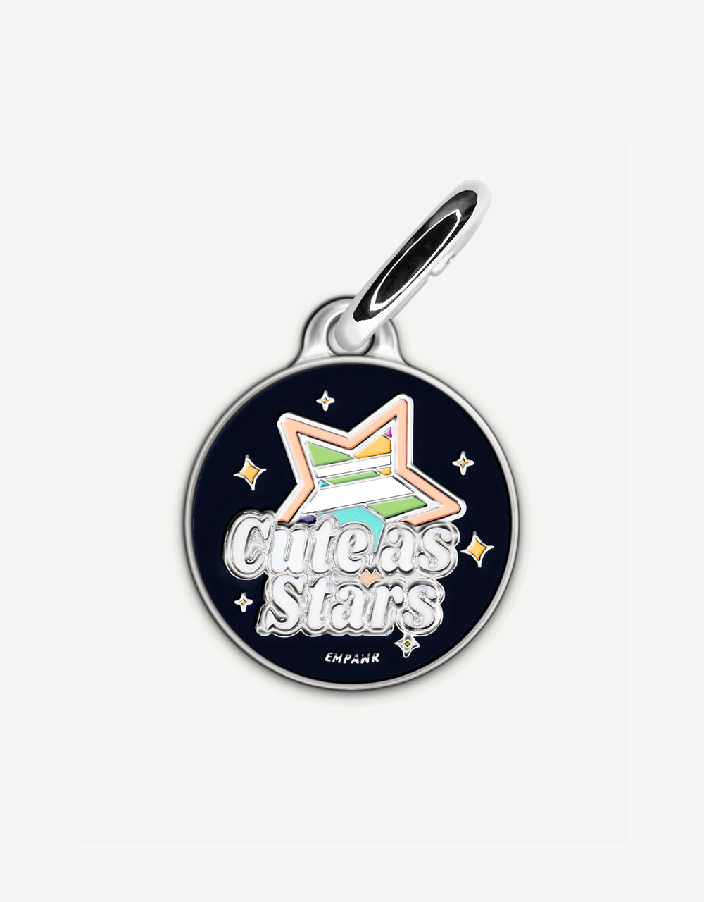 Star themed cute personalized dog ID tag by EMPAWR — engraved pet tag.