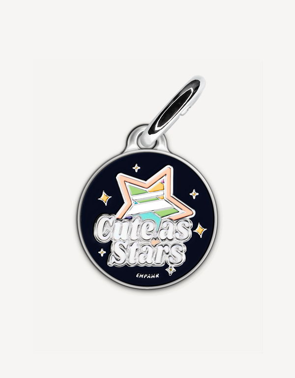 Star themed cute personalized dog ID tag by EMPAWR — engraved pet tag.