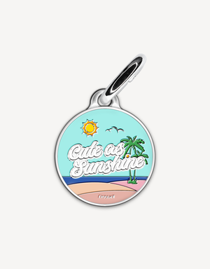 Sunshine themed cute personalized dog ID tag by EMPAWR — engraved pet tag.