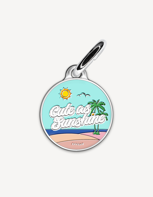 Sunshine themed cute personalized dog ID tag by EMPAWR — engraved pet tag.