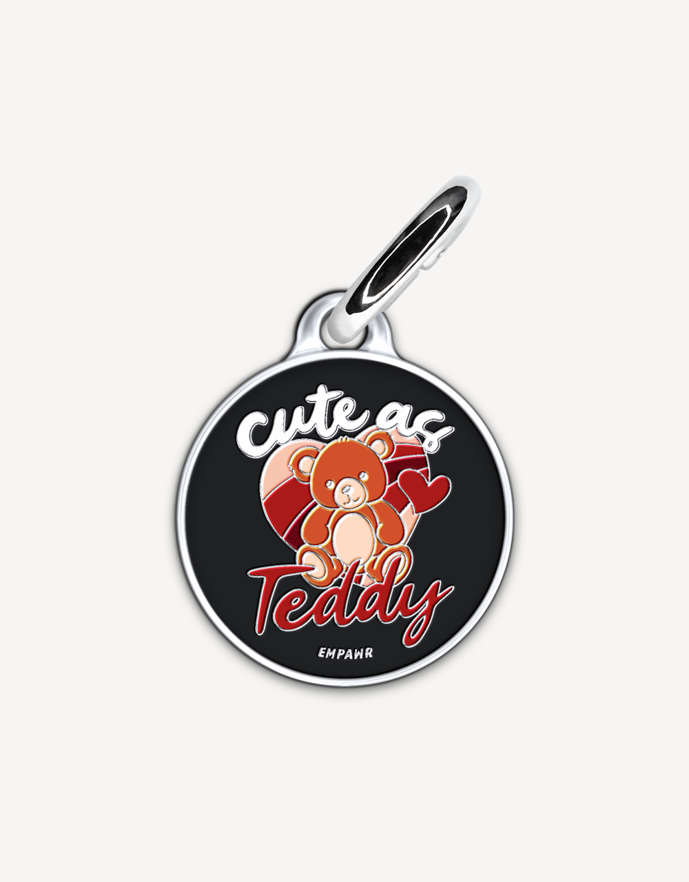 Teddy themed cute personalized dog ID tag by EMPAWR — engraved jewelry-grade pet tag.