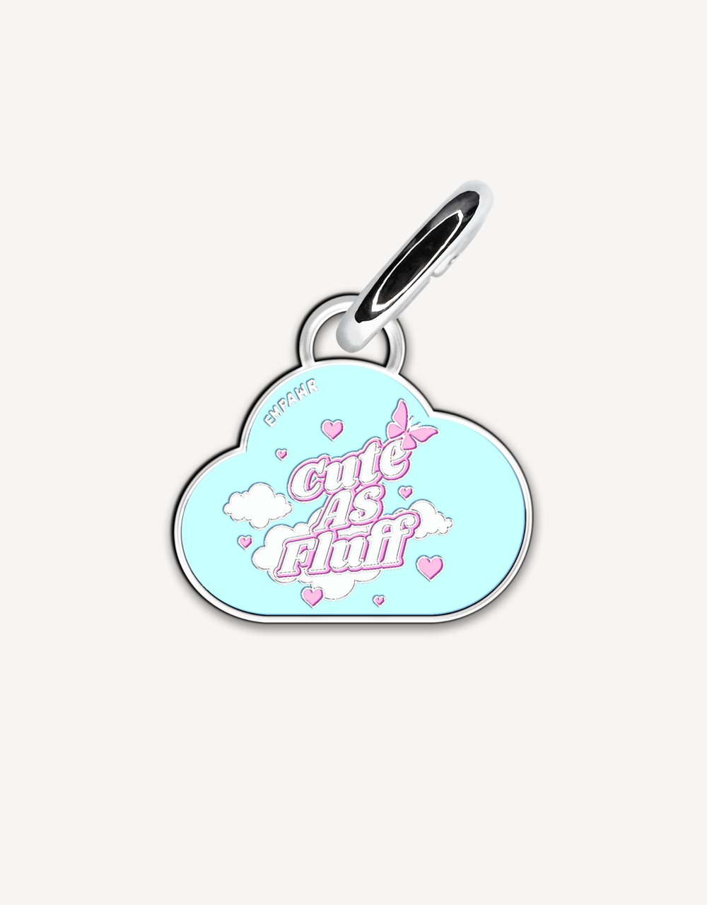 Cloud-shaped cute dog ID tag by EMPAWR — personalized engraved pet tag.
