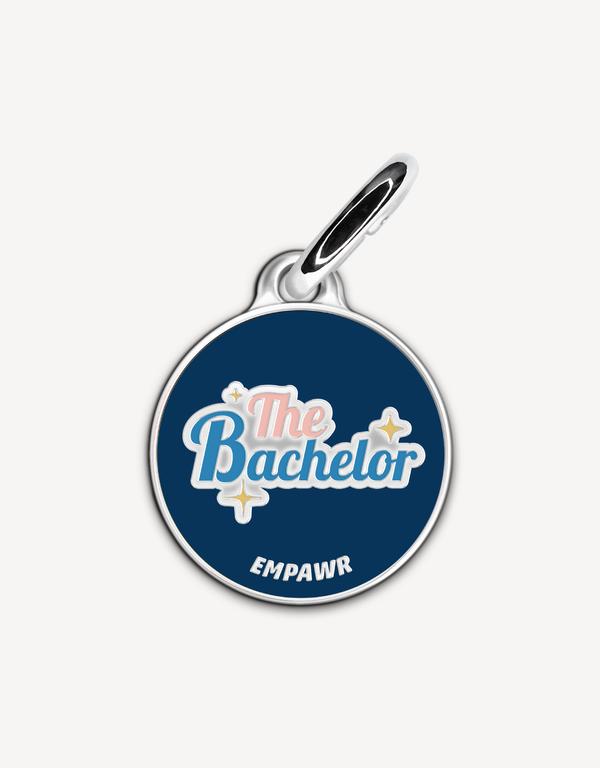 Cute “The Bachelor” personalized dog ID tag by EMPAWR — engraved jewelry-grade dog tag.