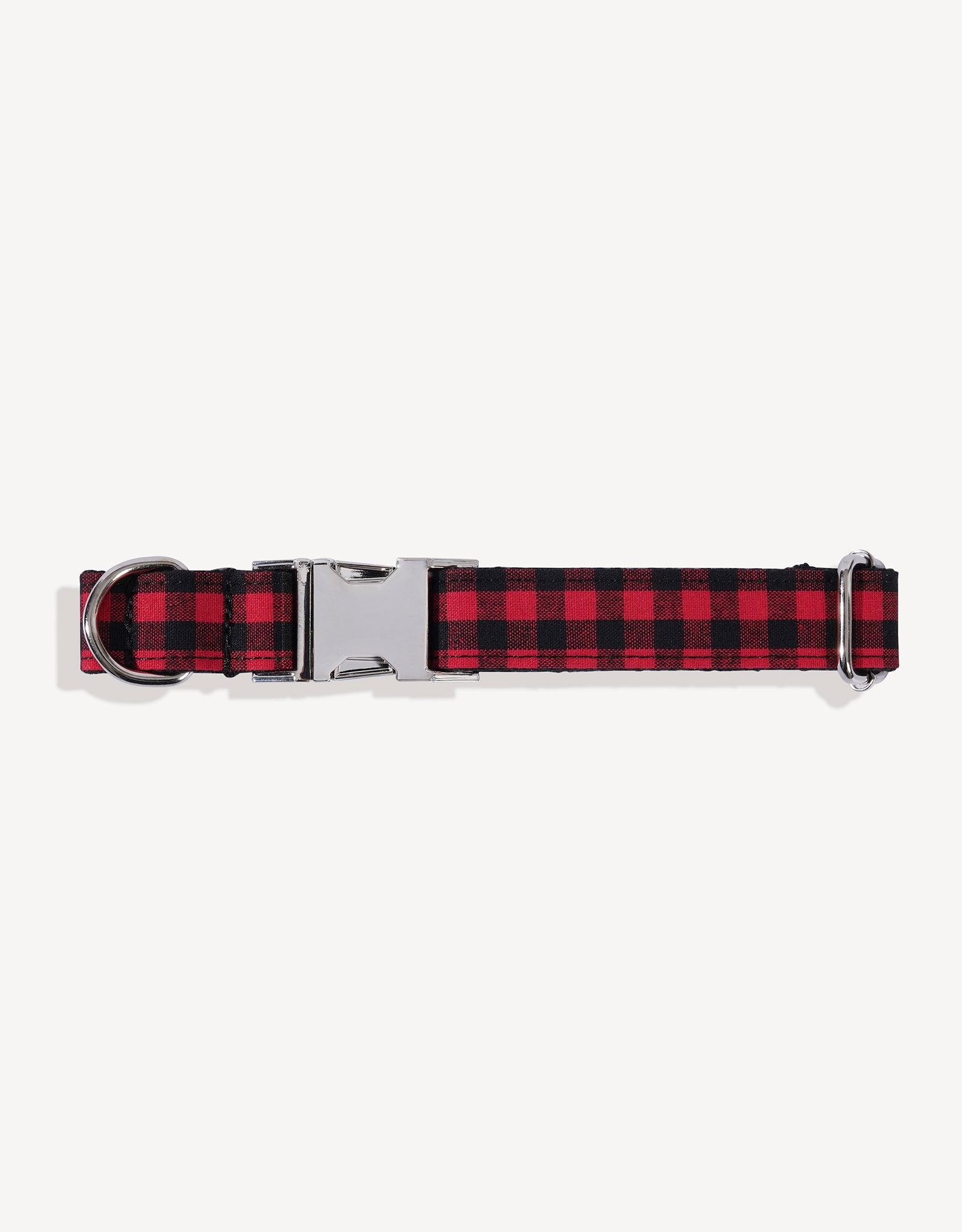 Red Black Buffalo Plaid Dog Collar Adjustable Comfortable