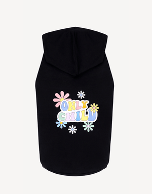 Dog Hoodie Black Rainbow Colorful